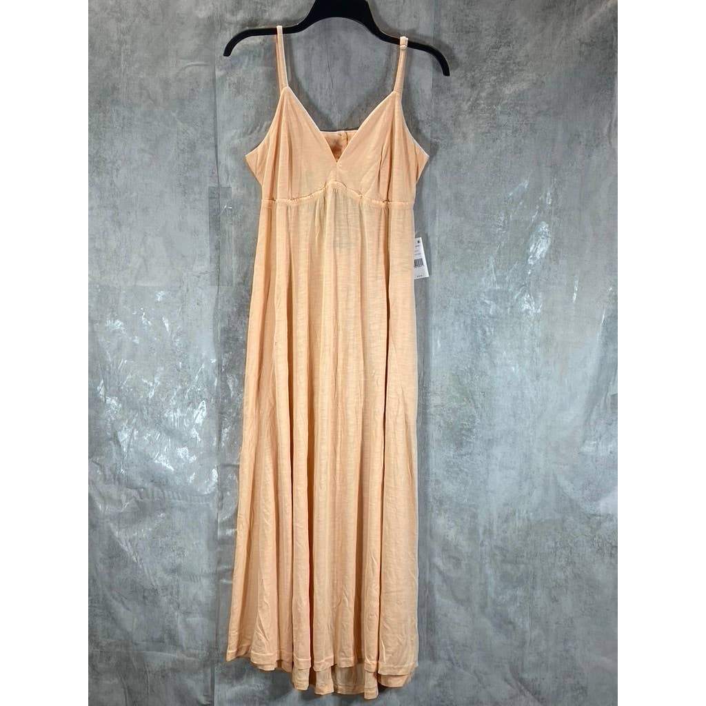 BLACK TAPE Women's Peach Twist V-Neck Textured Empire-Waist Midi Dress SZ L