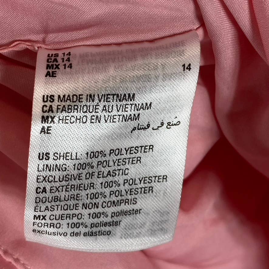 BAR III Women's Cupid Blush V-Neck Ruched Smocked Cuff Long-Sleeve Blouse SZ 14