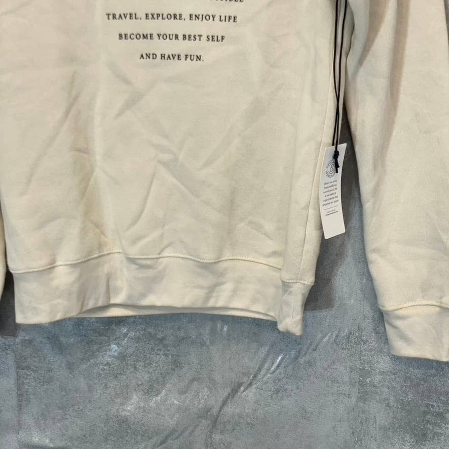 TREASURE & BOND Women's Ivory Fog Love One Another Pullover Crewneck Sweatshirt SZ XS
