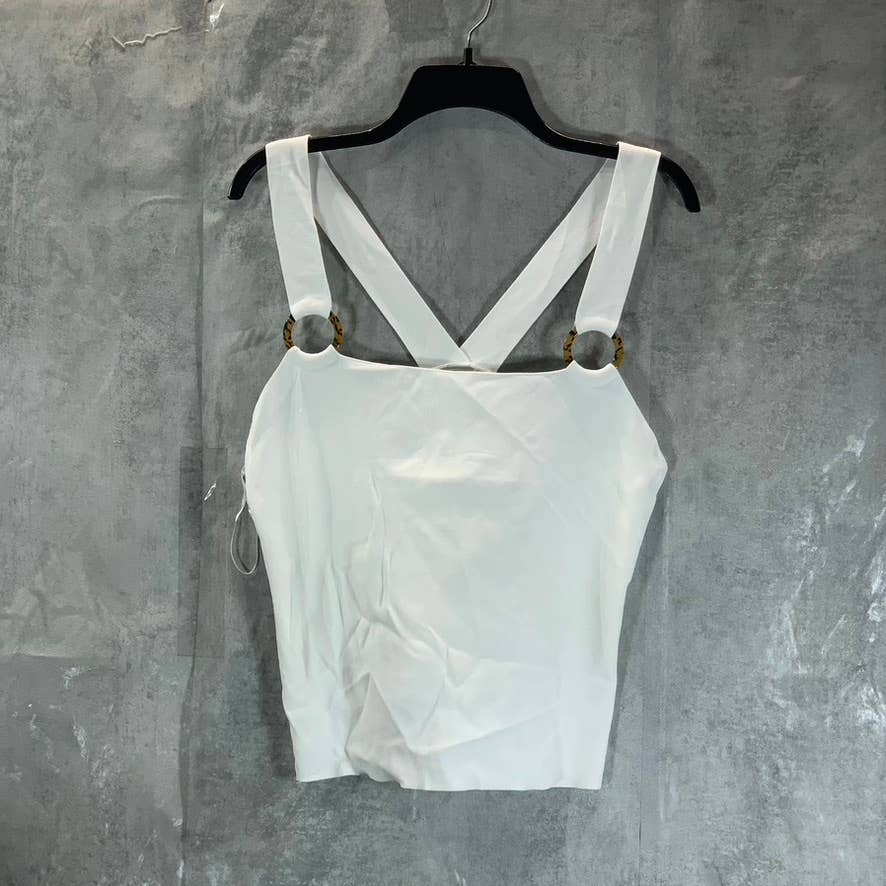 BAR III Women's Bright White Square-Neck O-Ring Sweater Tank Top SZ XL