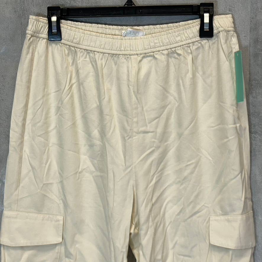ABOUND Women's Solid Ivory Dove Elastic Waist Pull-On Cargo Pants SZ M