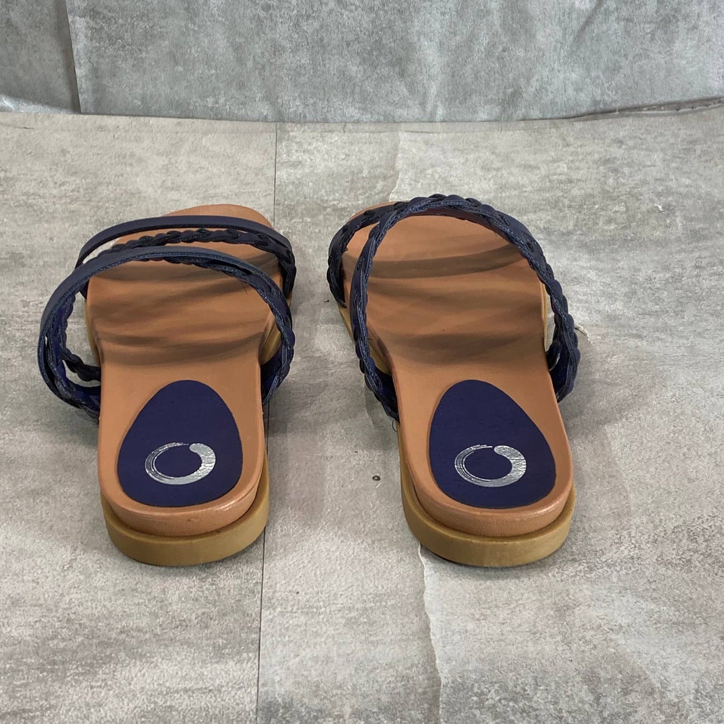 JOURNEE COLLECTION Blue Faux Leather Colette Round-Toe Slide Sandals SZ 7
