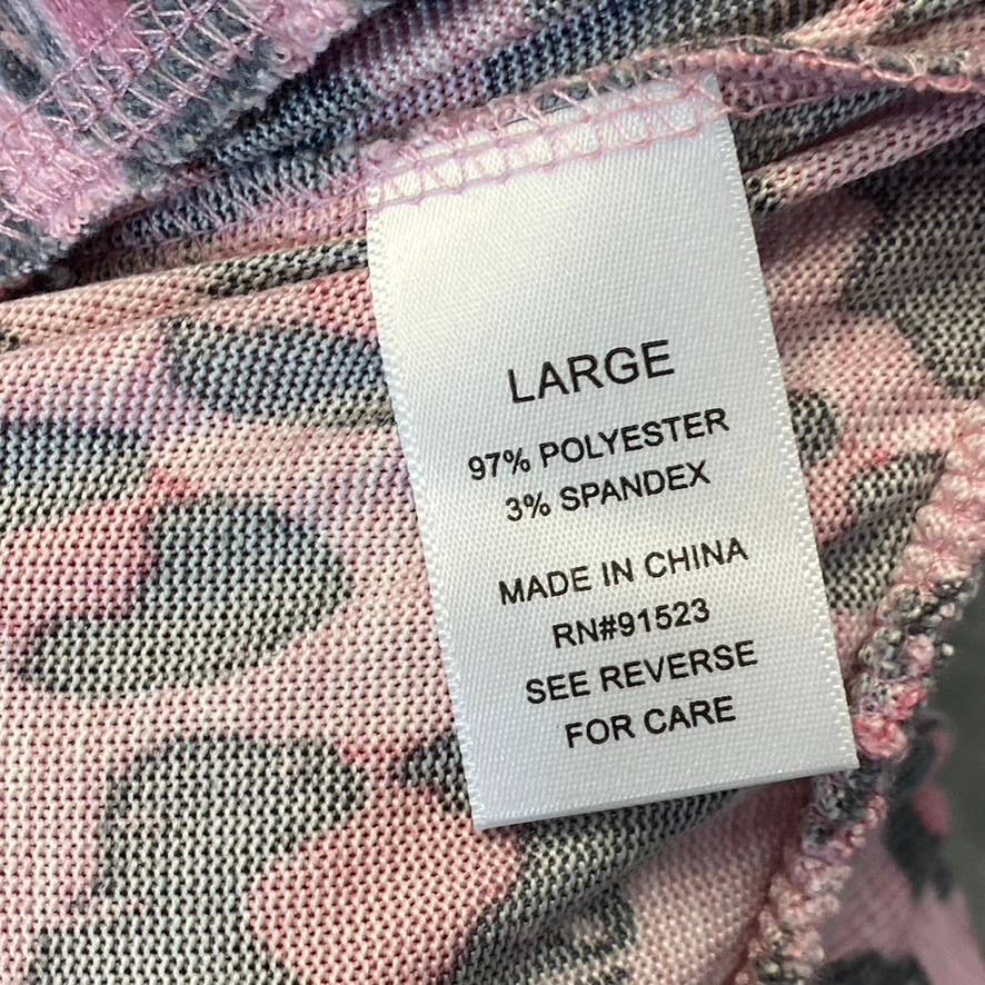 ROUDELAIN Women's Pink Fierce Cat Cameo Drawstring Waist Pull-On Pajama Jogger Pants SZ L