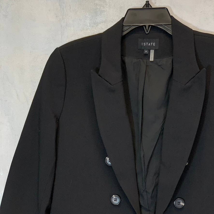 1.STATE Women's Rich Black Faux Double Breast Hook Closure Blazer SZ S