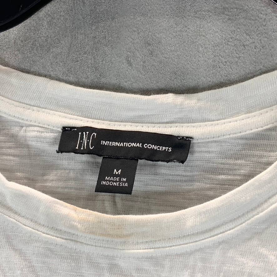 INC INTERNATIONAL CONCEPTS Women's Bright White Extended Cap-Sleeve T-Shirt SZ M