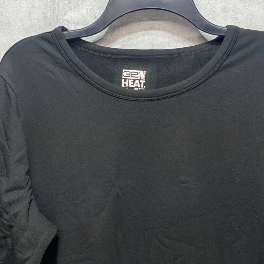 32 DEGREES Solid Black Fleece Lined Lightweight Long Sleeve Crewneck Top SZ 2XL
