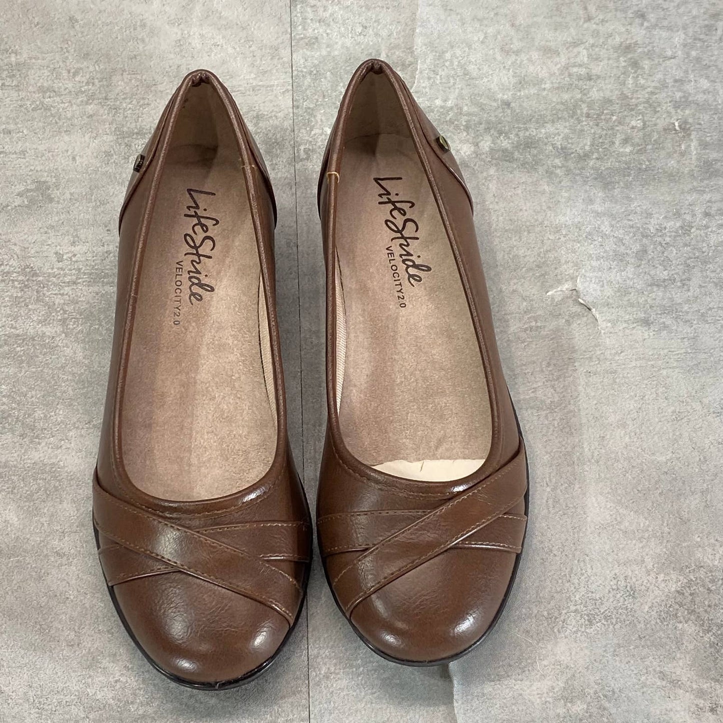 LIFESTRIDE Women's Wide Dark Tan Dusty I-Loyal Slip-On Ballerina Flats SZ 7.5W