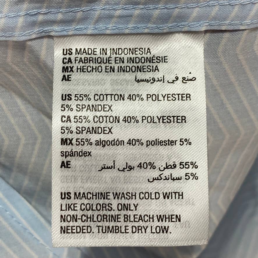 ALFANI Light Blue Regular-Fit Performance Stretch Chevron-Print Dress Shirt SZ L