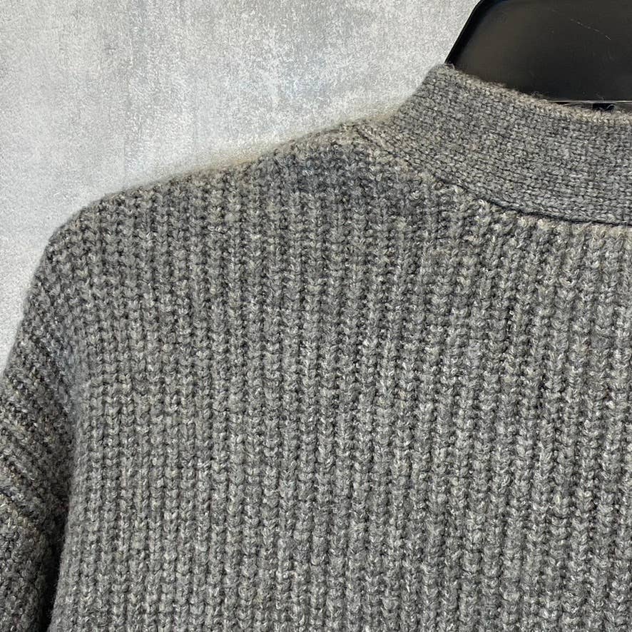 HALOGEN Women's Grey Dark Heather Rib Knit Open-Front Long Cardigan SZ S