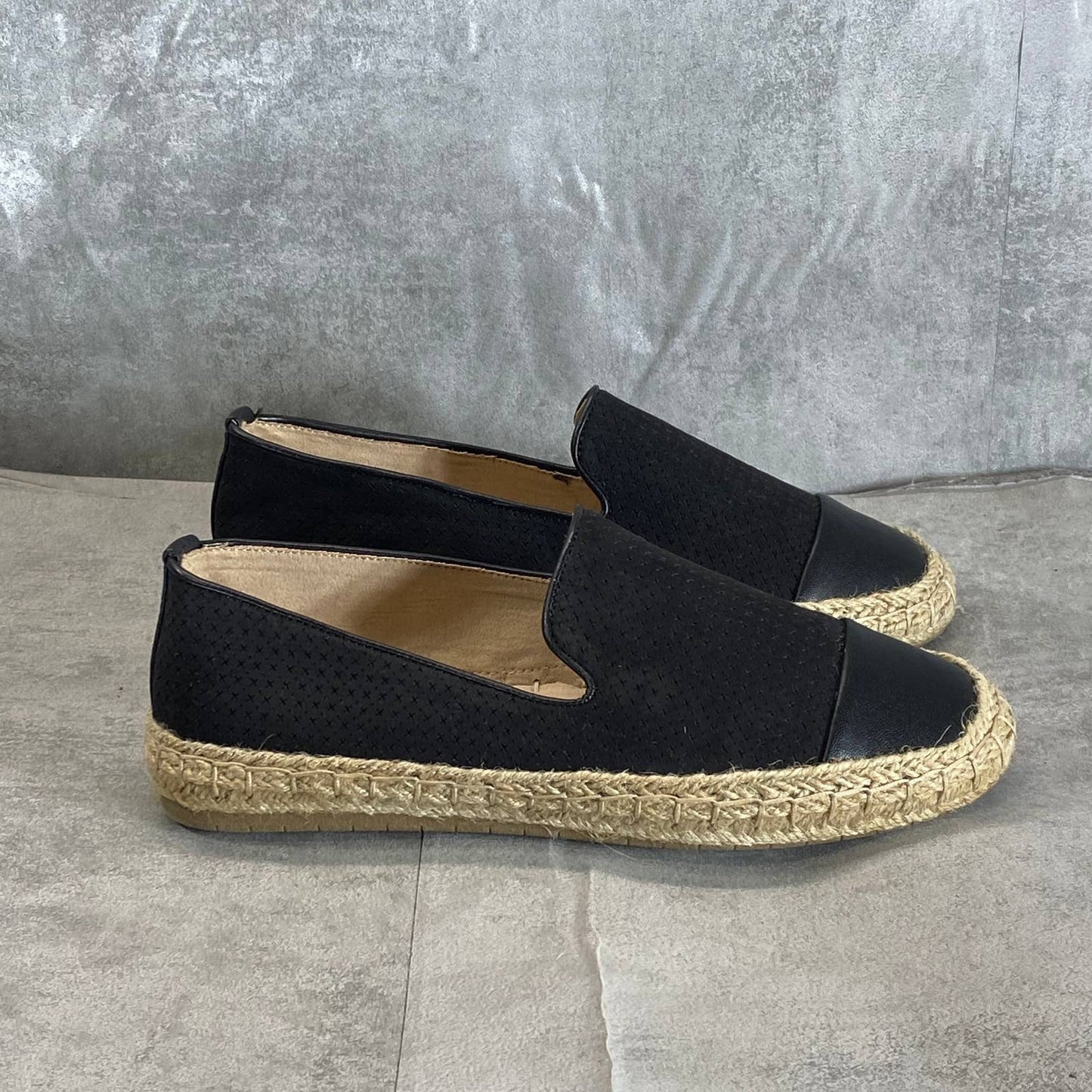 CHARTER CLUB Women's Black Jonii Perforated Slip-On Espadrille Flats SZ 8.5