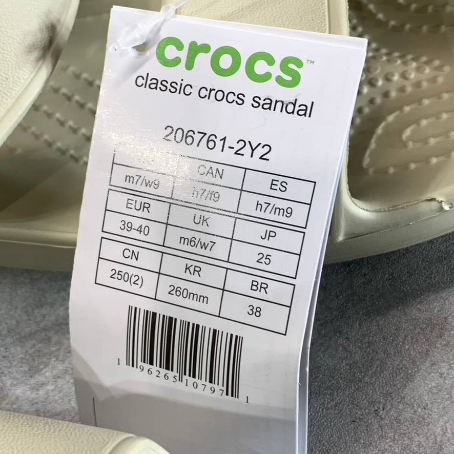 CROCS Iconic Comfort Unisex Adult Bone Classic Double-Strap Slide Sandal SZM7/W9