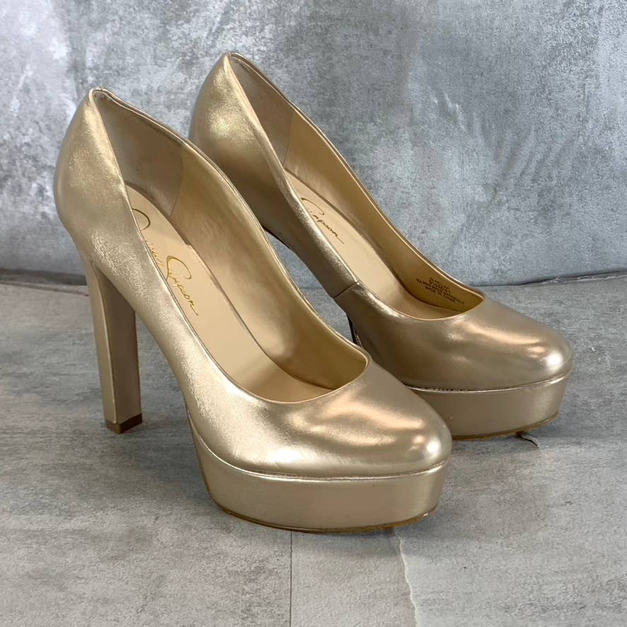 JESSICA SIMPSON Women's Gold Metallic Nellah Platform StIletto Pumps SZ 9.5