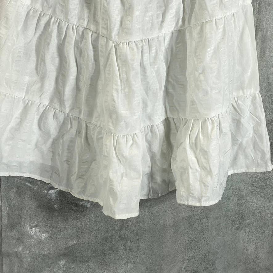 SPEECHLESS Juniors' Ivory V-Neck Adjustable Spaghetti Strap Tiered Mini Dress