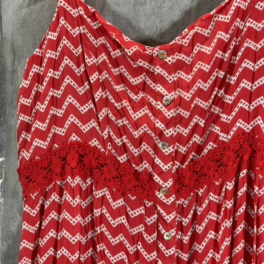 FEVER Women's Pointsietta Sweetheart Neckline Gauze Tiered Maxi Tank Dress SZ XL