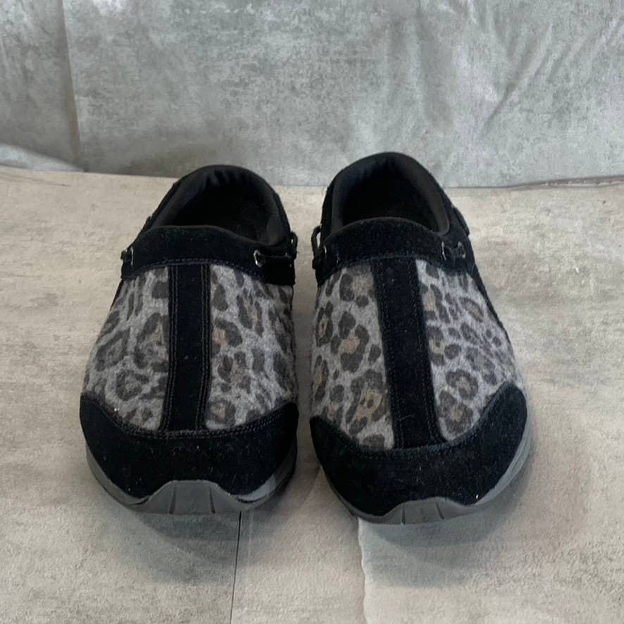 EASY SPIRIT Women's Black Leopard-Print Travelport 108 Slip-On Clogs SZ 10