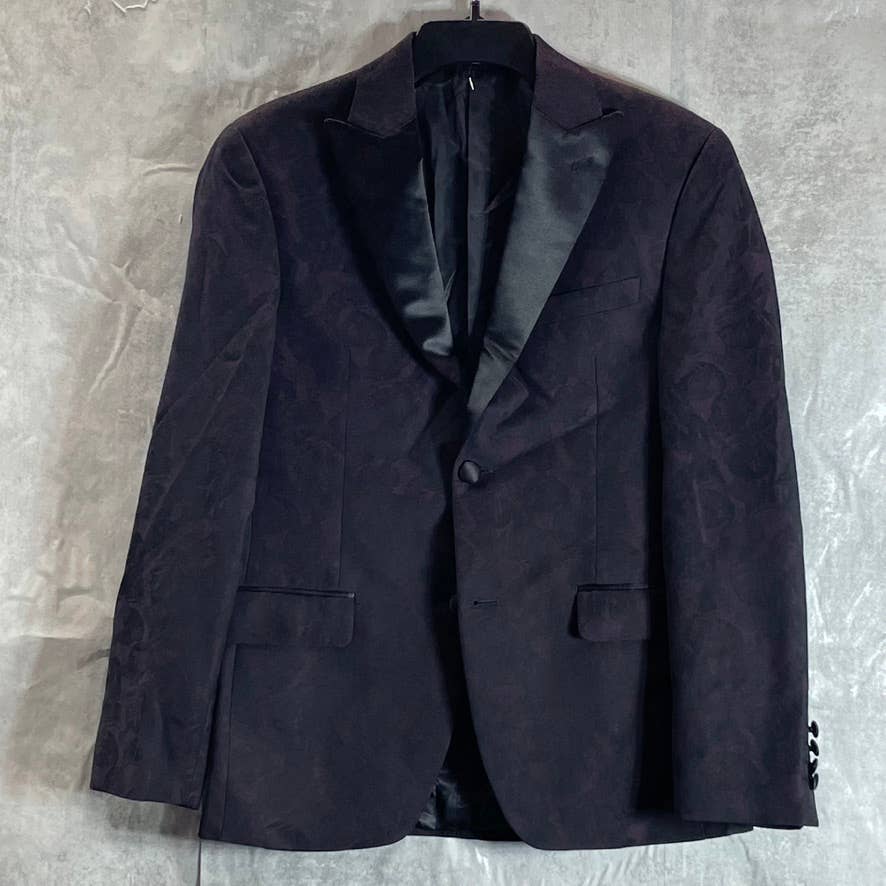 ALFANI Men's Black-Purple Floral Short Slim-Fit Stretch Two-Button Sport Coat