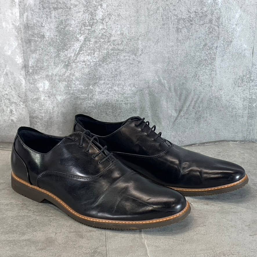 STEVE MADDEN Men's Black Nunan Round-Toe Lace-Up Oxfords SZ 11.5