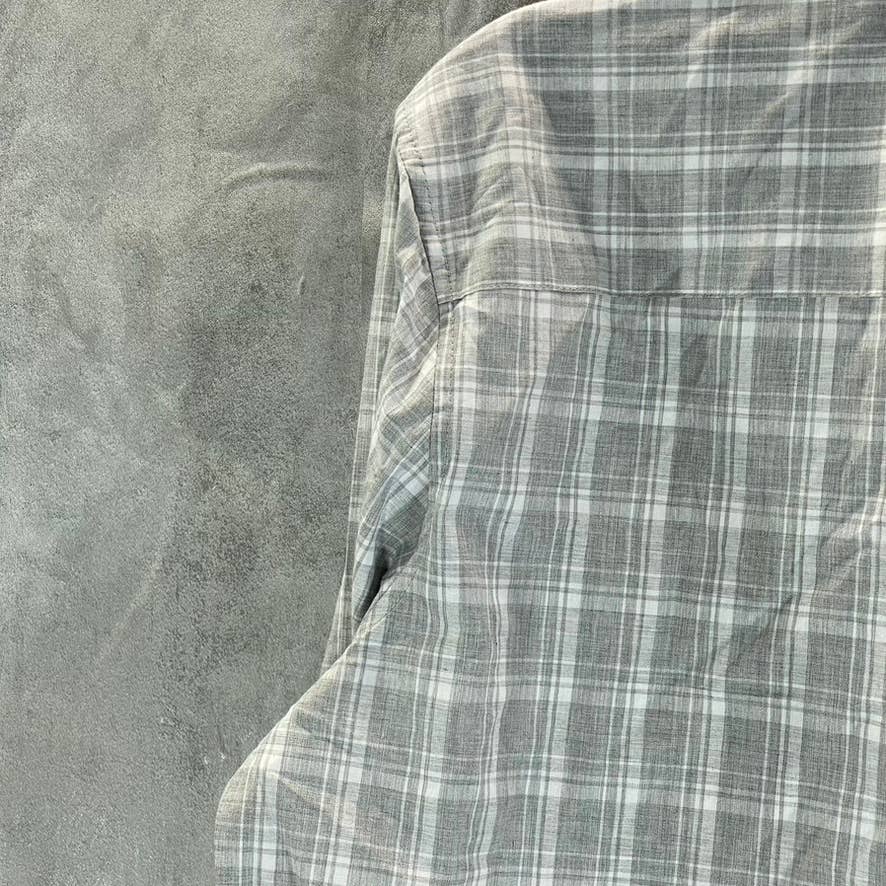 ALFANI Men's Grey Heather Caro Classic-Fit Button-Up Plaid-Print Shirt SZ M