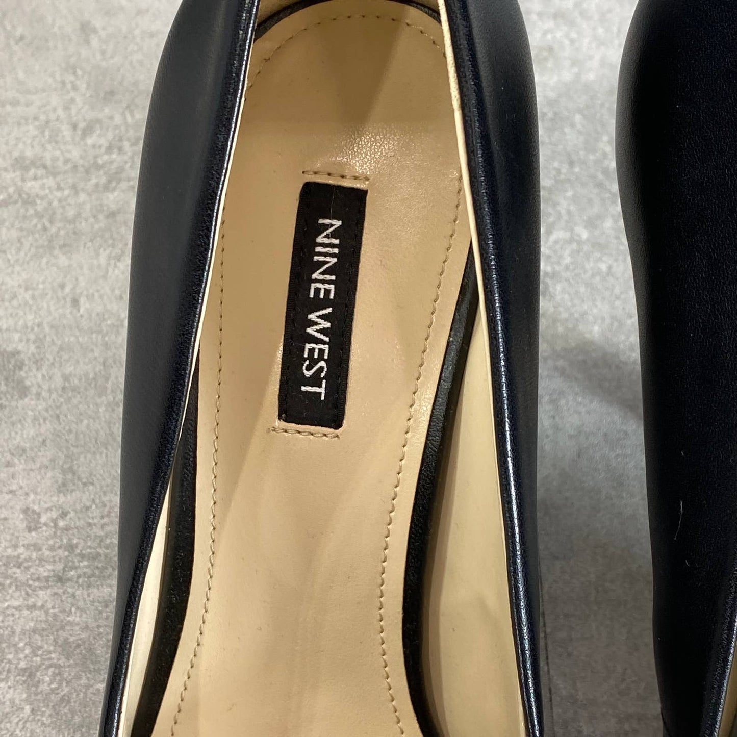 NINE WEST Women's Black Leather Flax Pointed-Toe Stiletto Dress Pumps SZ 9.5