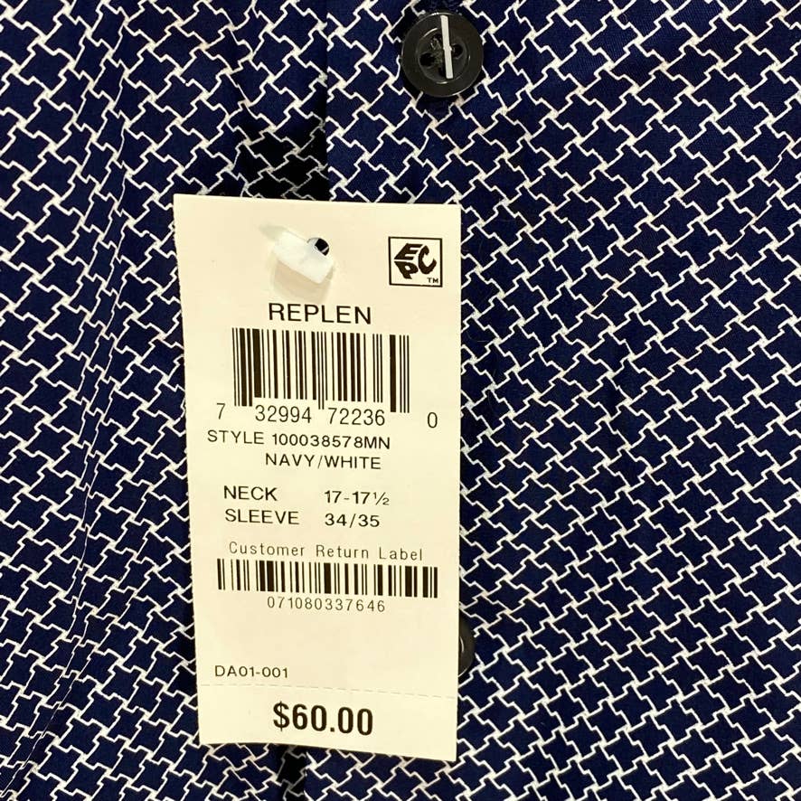 ALFANI Blue Slim-Fit Performance Stretch Long Sleeve Dress Shirt SZ XL