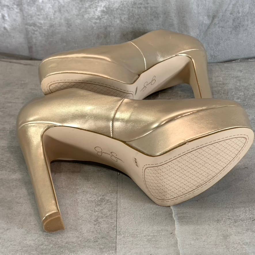 JESSICA SIMPSON Women's Gold Metallic Nellah Platform StIletto Pumps SZ 9.5