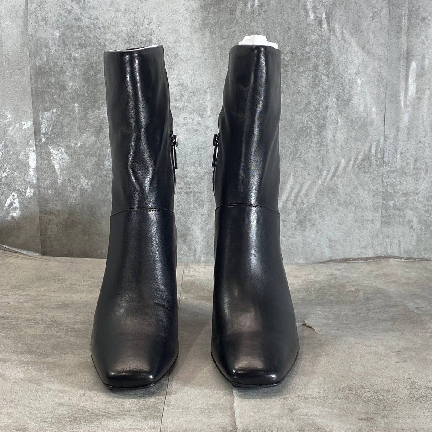 NATURALIZER Women's Black Leather Plat Square-Toe Mid-Calf Booties SZ 6