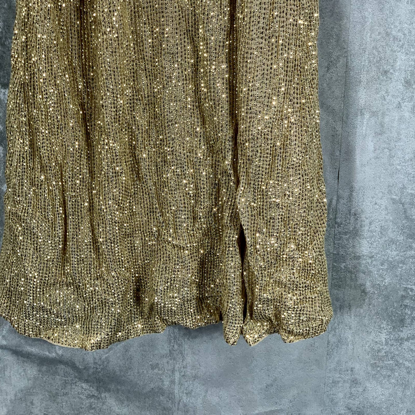 MLV Women's Gold Sequin Carmen V-Neck Adjustable-Straps Mini Dress SZ S