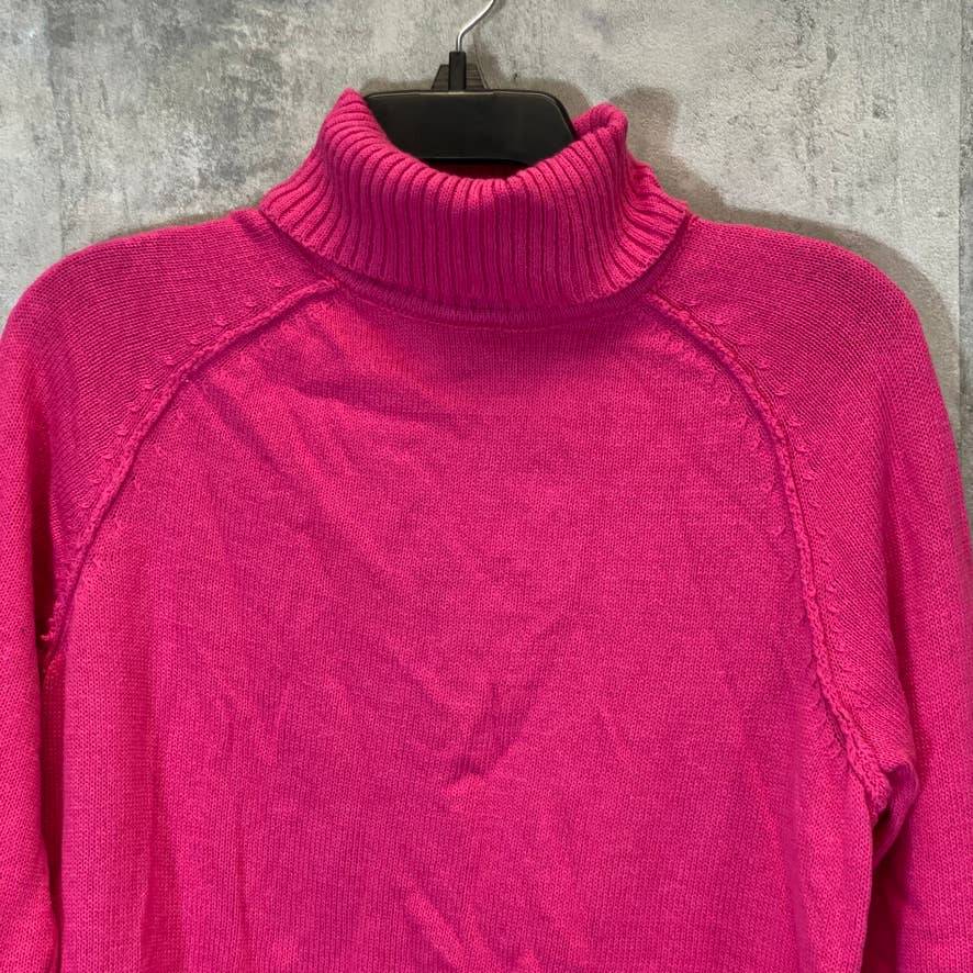 KAREN SCOTT Women's Magenta Solid Ribbed Turtleneck Pullover Sweater SZ S