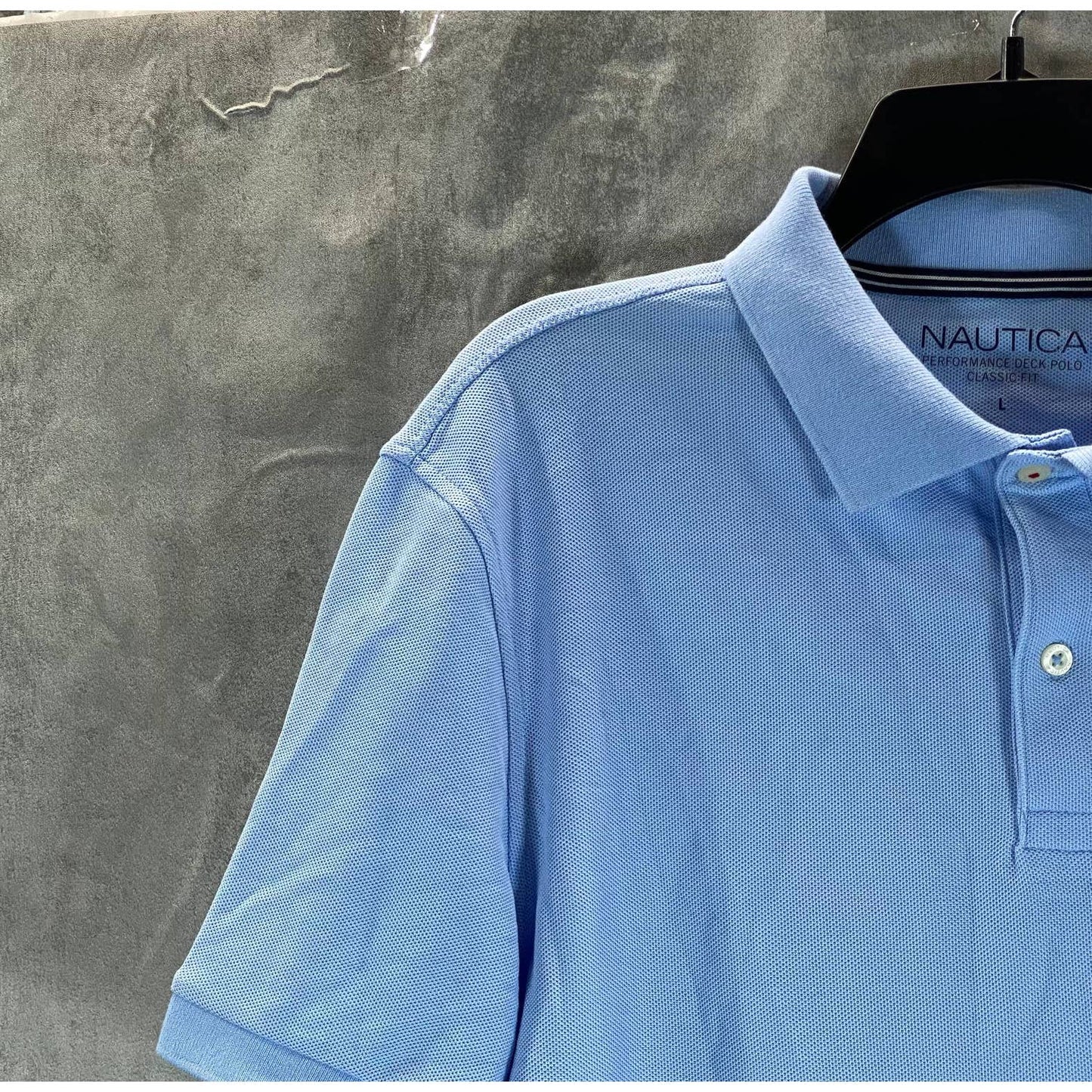 NAUTICA Men's Noon Blue Sustainably Crafted Deck Classic-Fit Polo Shirt SZ L