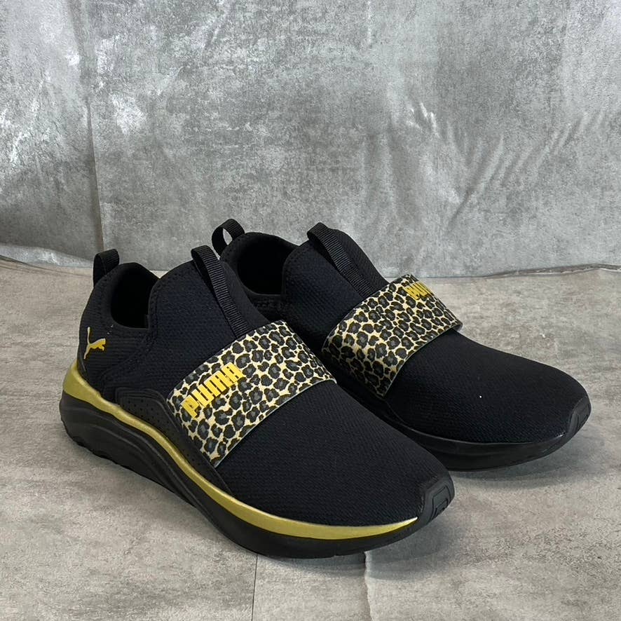PUMA Women's Black Leopard-Print Soft Ride Sophia Casual Slip-On Sneakers SZ 7.5