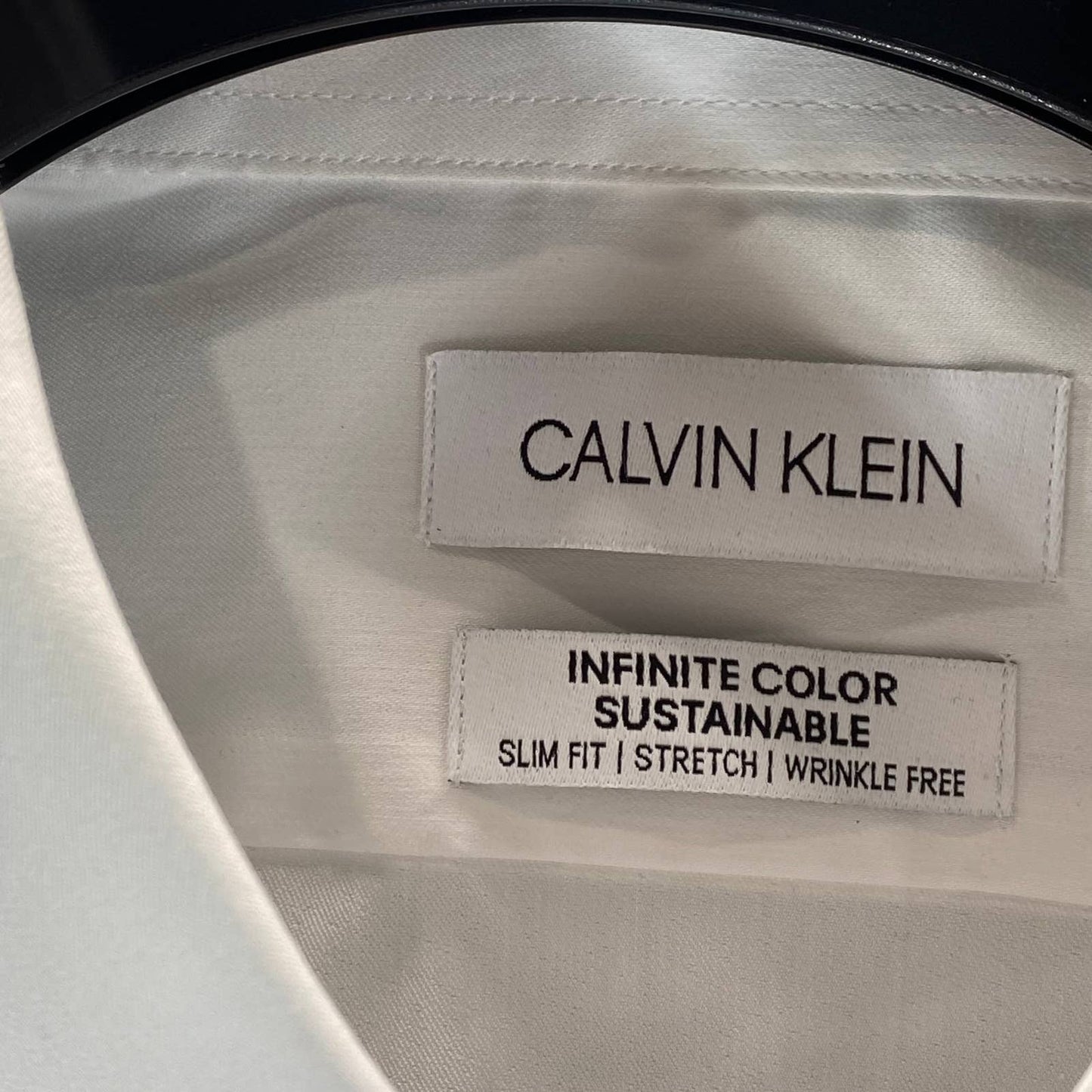 CALVIN KLEIN Men's White Infinite Color Sustainable Slim-Fit Stretch Shirt SZ L