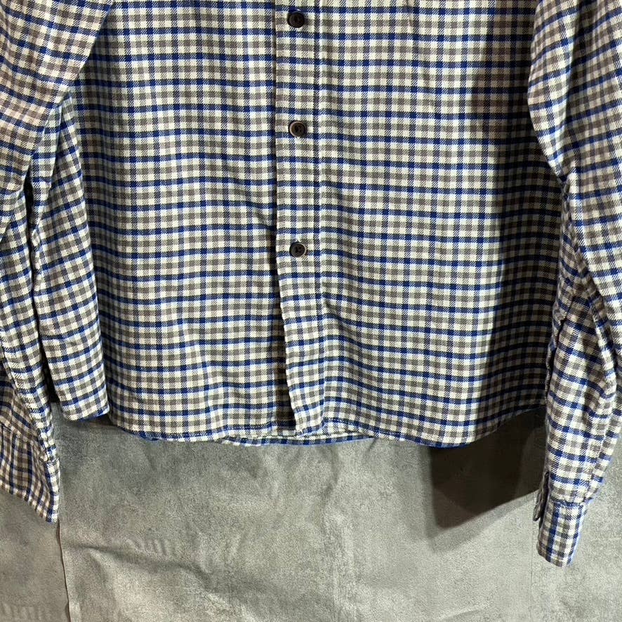 TAILOR VINTAGE Men's Airotec Performance Blue Gingham Long-Sleeve Button-Up Shirt SZ XL