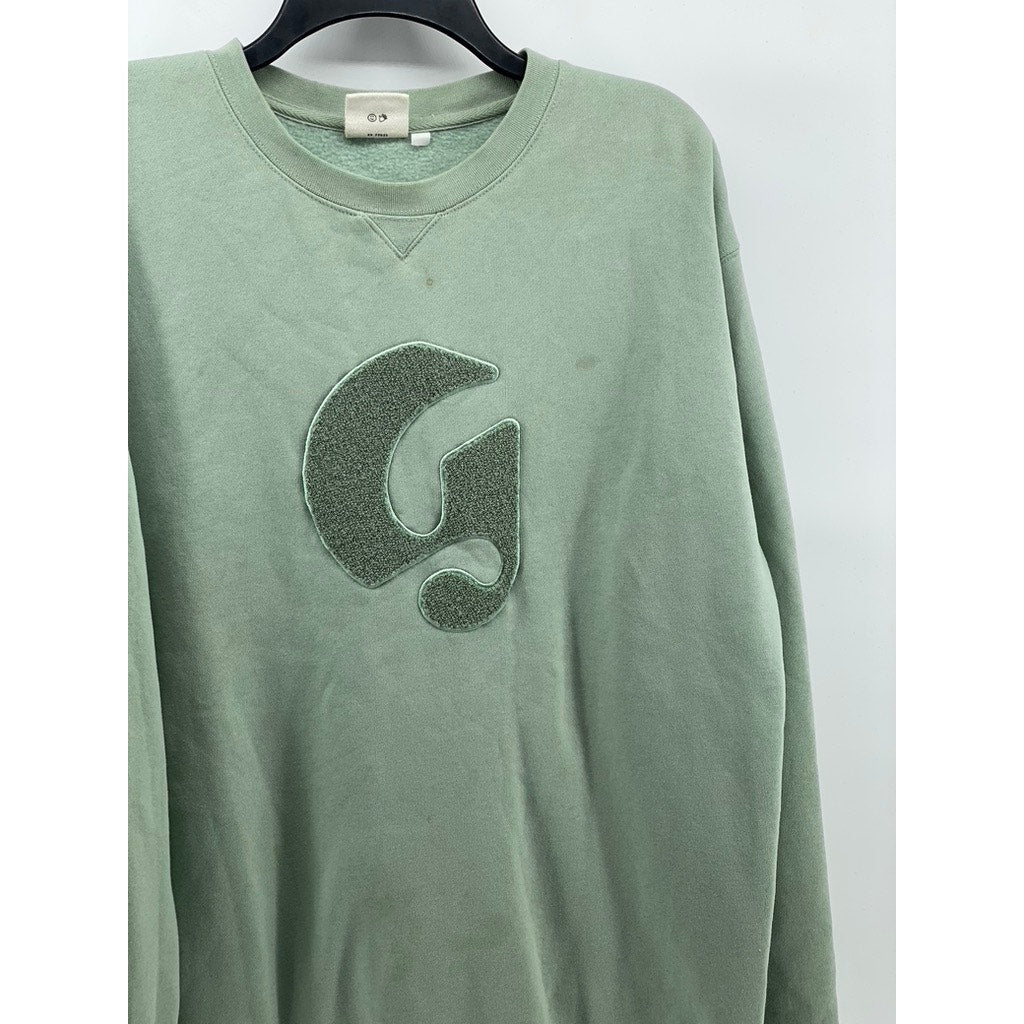 GLOSSIER Women's Mint Green Large 'G' Logo Crewneck Long Sleeve Sweatshirt SZ L