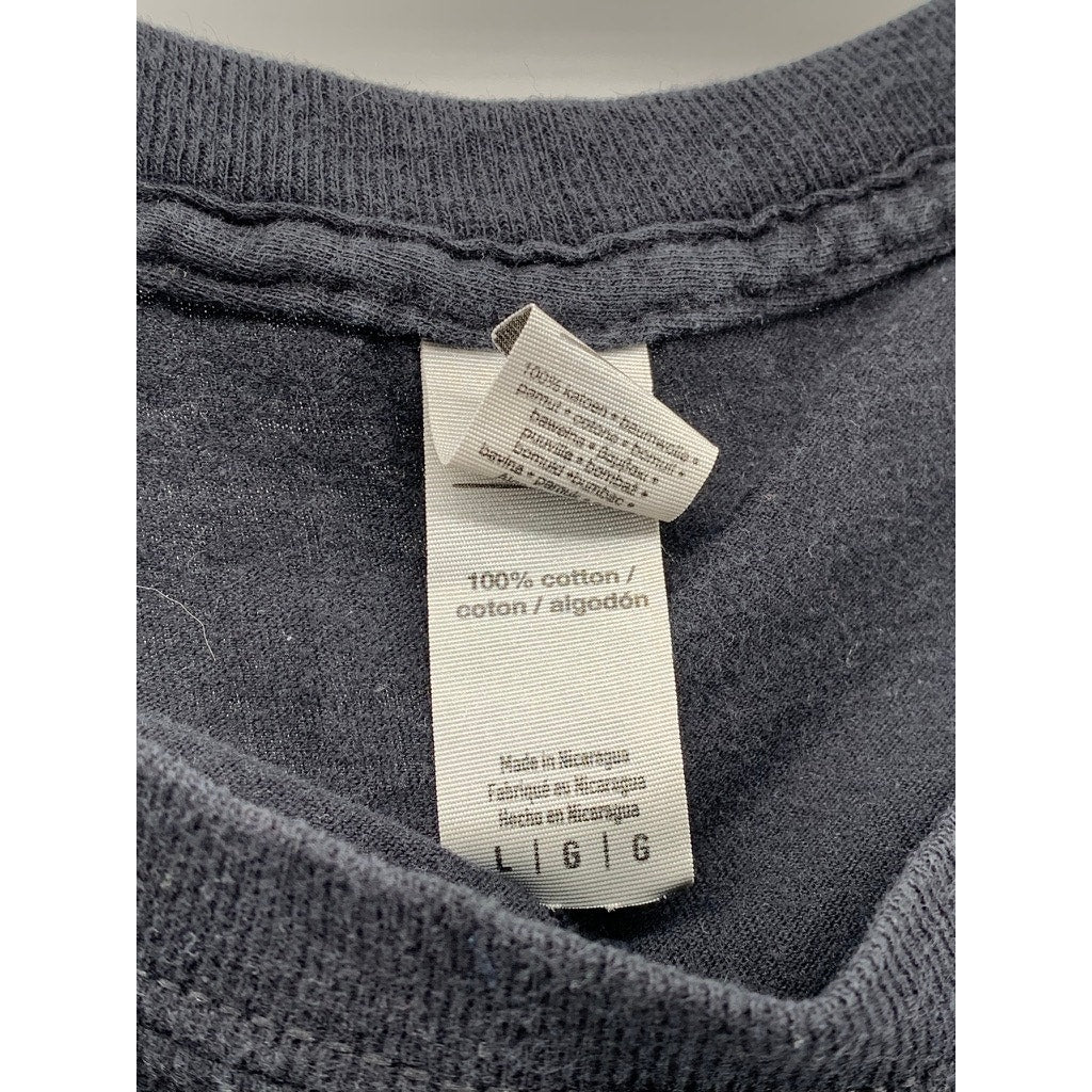 GILDAN Men's Black Skeleton Flame Hand Crewneck Short Sleeve T-Shirt SZ L