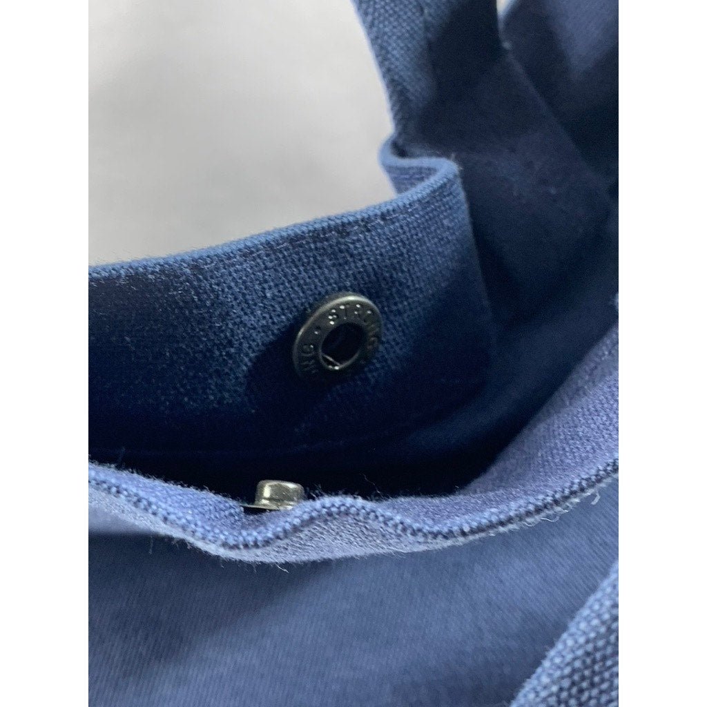 MONACLE Unisex Navy Blue Logo Snap-Button Canvas Shoulder/Handbag