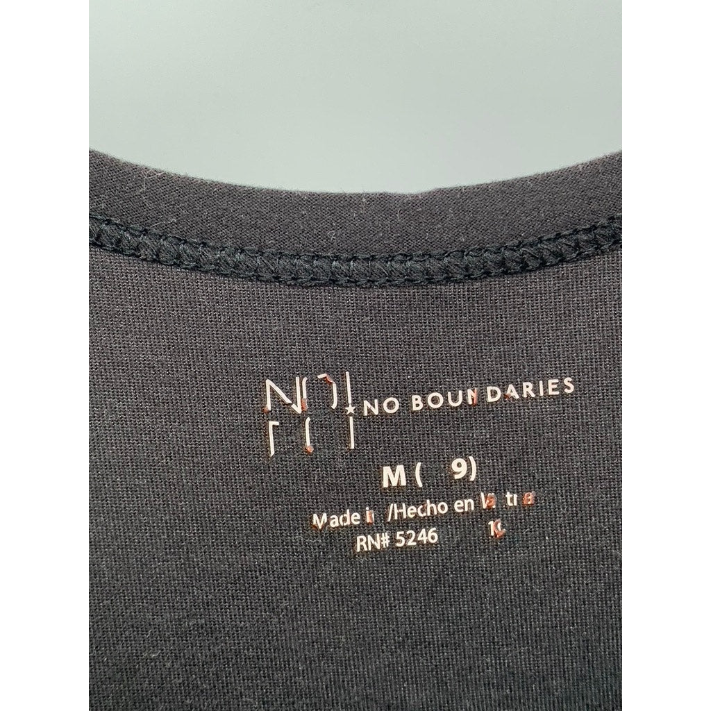 NO BOUNDARIES Women's Black Solid Scoop-Neck Short Sleeve Soft Knit Top SZ M