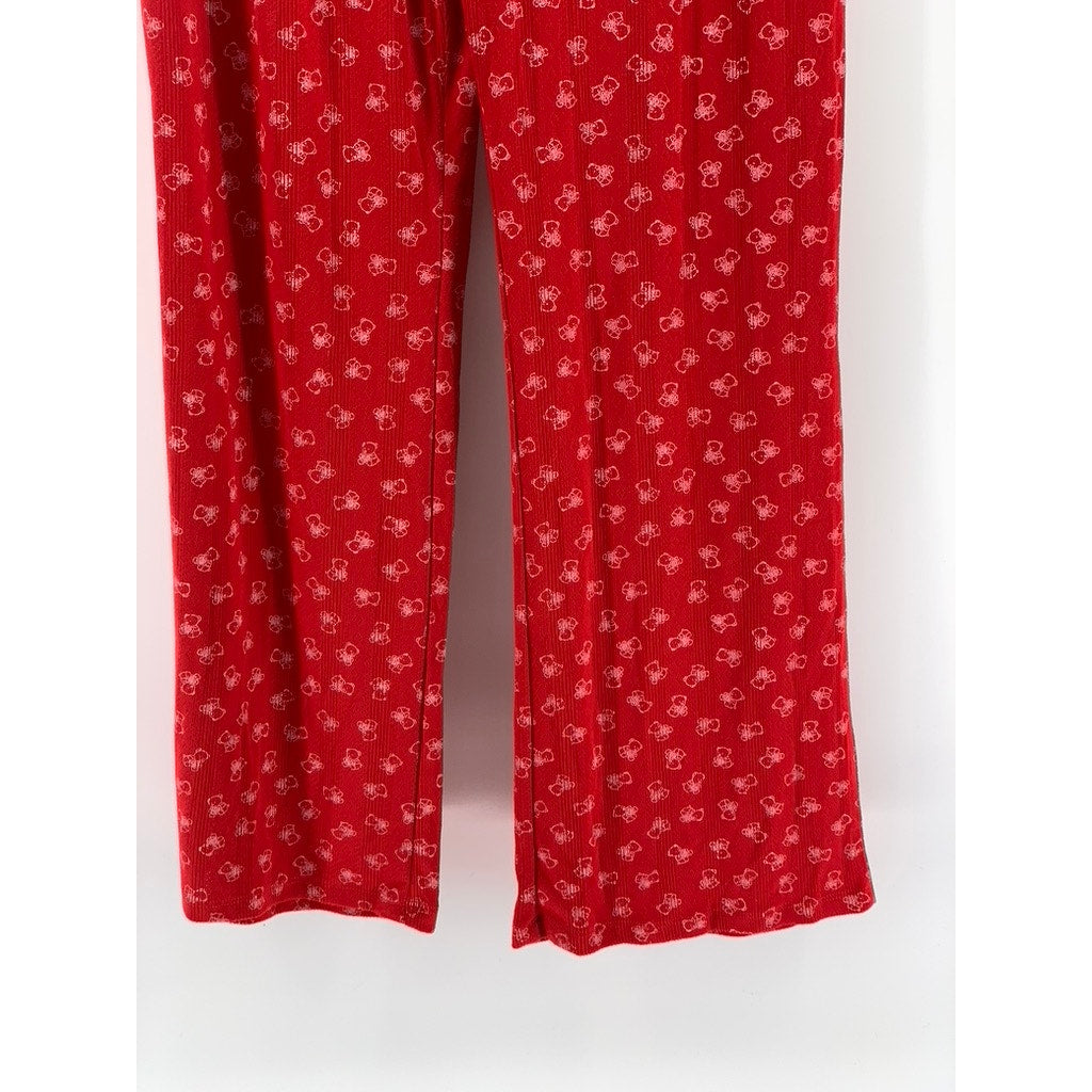 PINK ROSE Women's Red Bear Print Relaxed Fit Pajama Pants SZ M