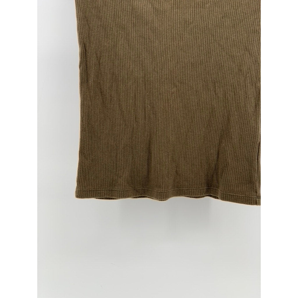 UNIQLO Women's Brown Ribbed Crewneck Short Sleeve Casual T-Shirt SZ XS