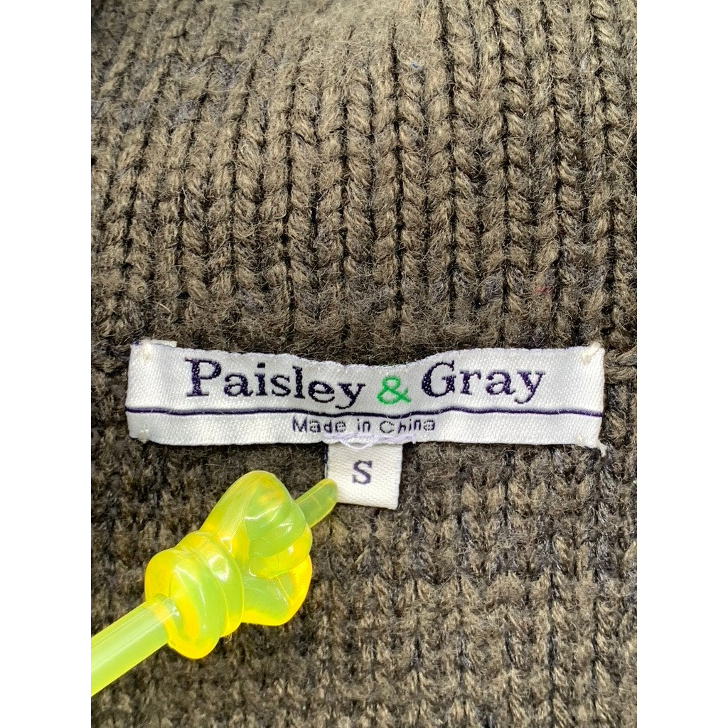 PAISLEY & GRAY Men's Green Knit Shawl-Collar Long Sleeve Button-Up Cardigan SZ S