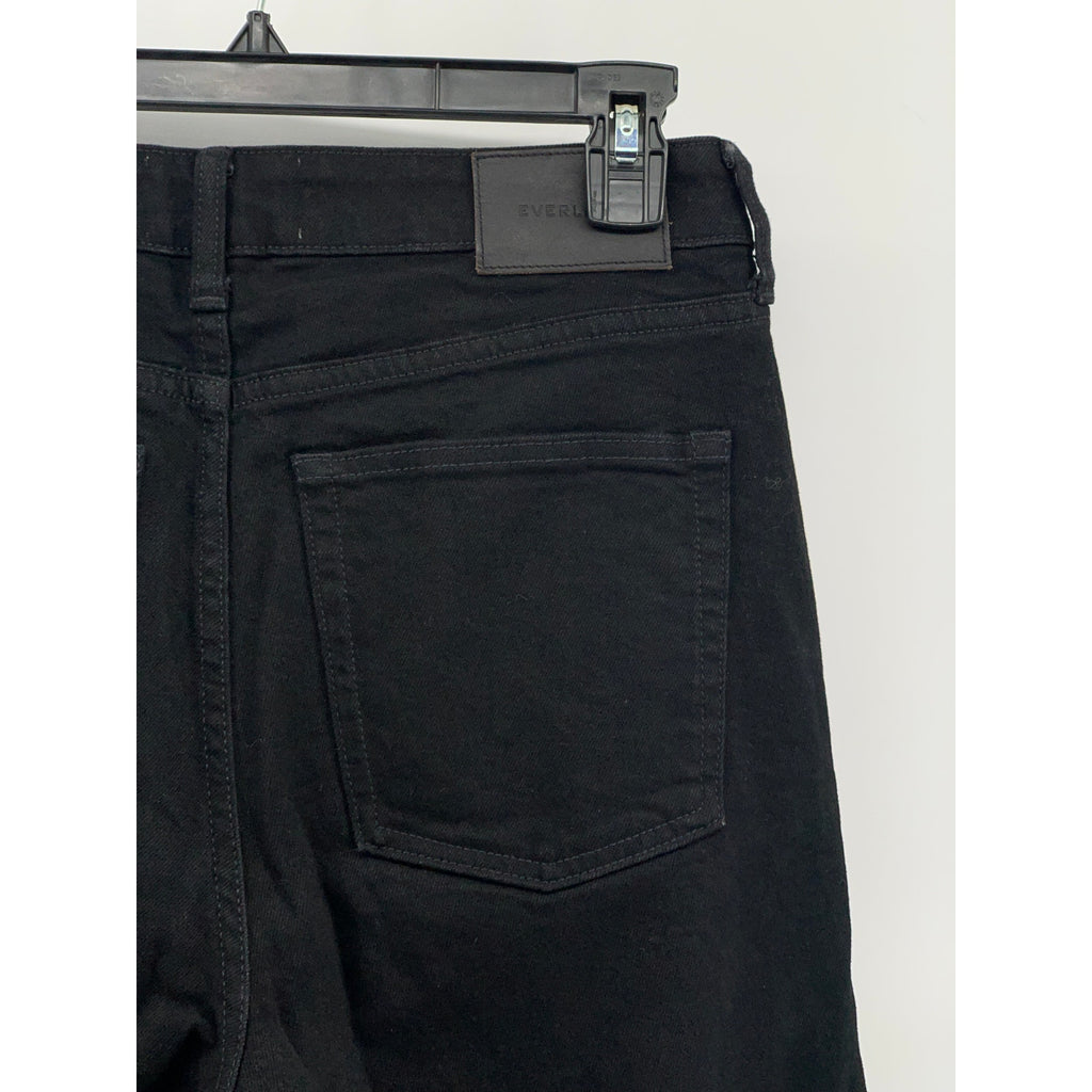 EVERLANE Women's Black Solid Denim Button-Fly The Wide Leg Ankle Jeans SZ 29