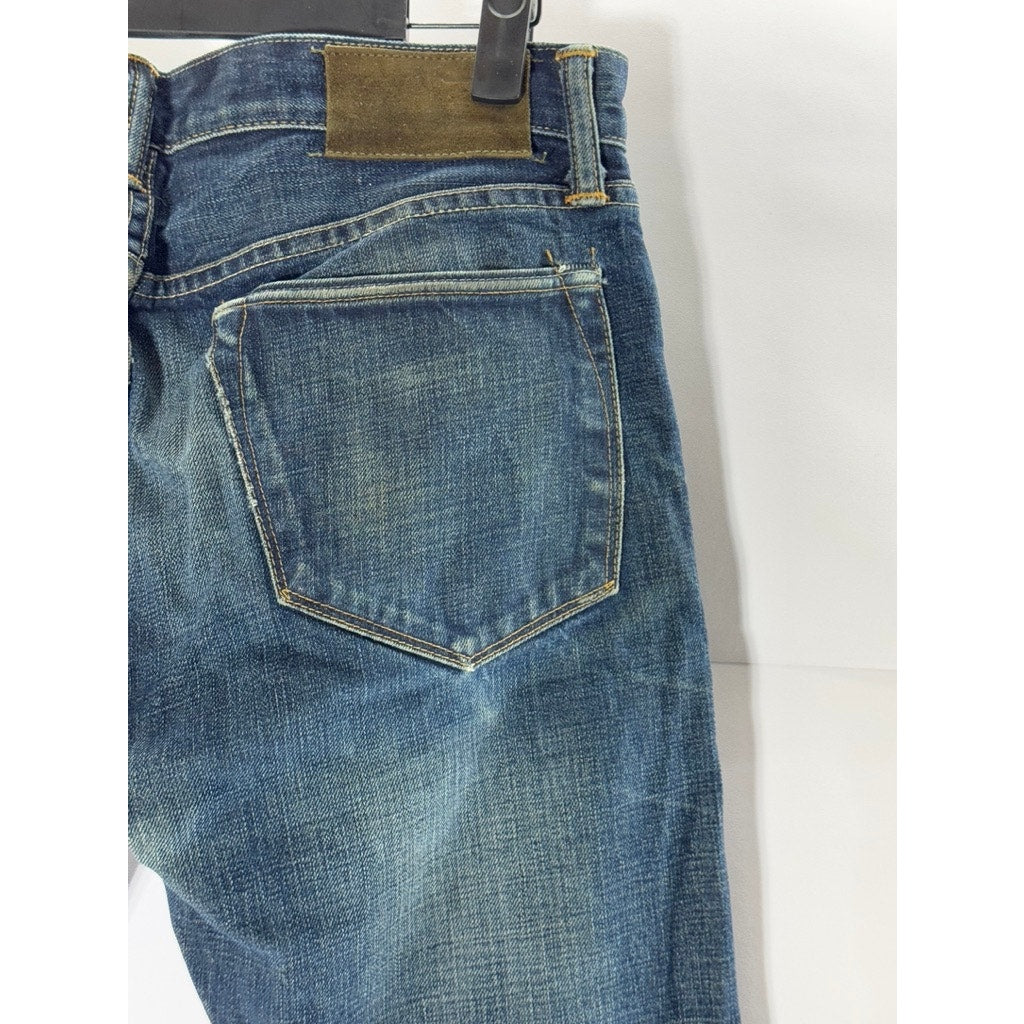 TODD SNYDER Men's Blue White Oak Cone Denim Slim-Fit Selvedge Jeans SZ 28X32