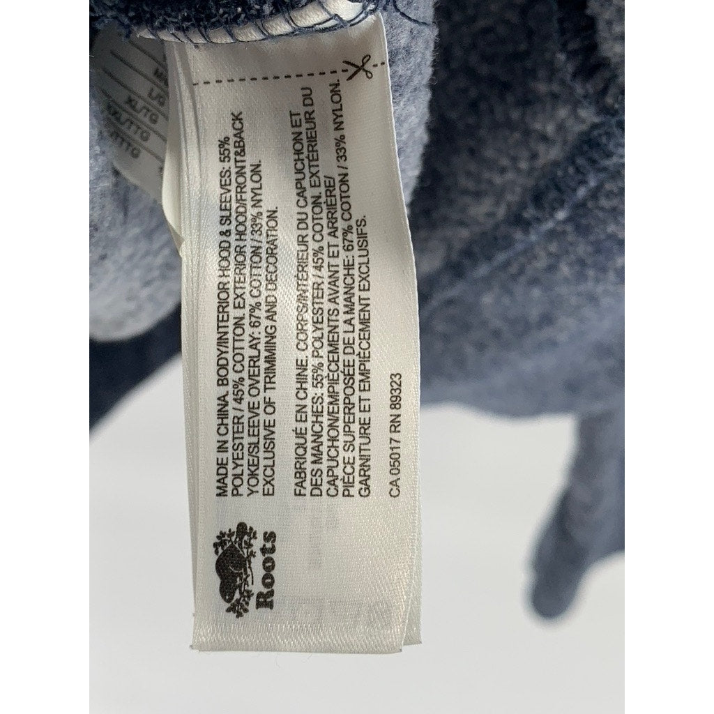 ROOTS Men's Heather Blue Lake Louise Half-Zip Hooded Pullover Hoodie SZ XL