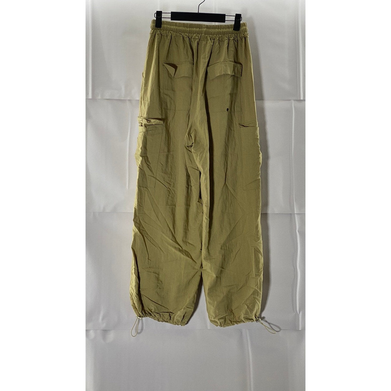 Women's Tan Cargo Bungee-Hem Pull-On Elastic Waist Pants SZ S