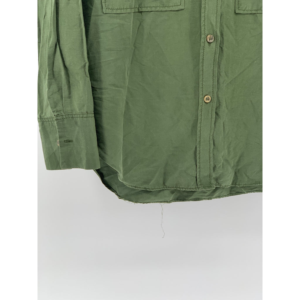 ZARA Women's Olive Green Button-Up Long Sleeve Regular-Fit Top SZ L