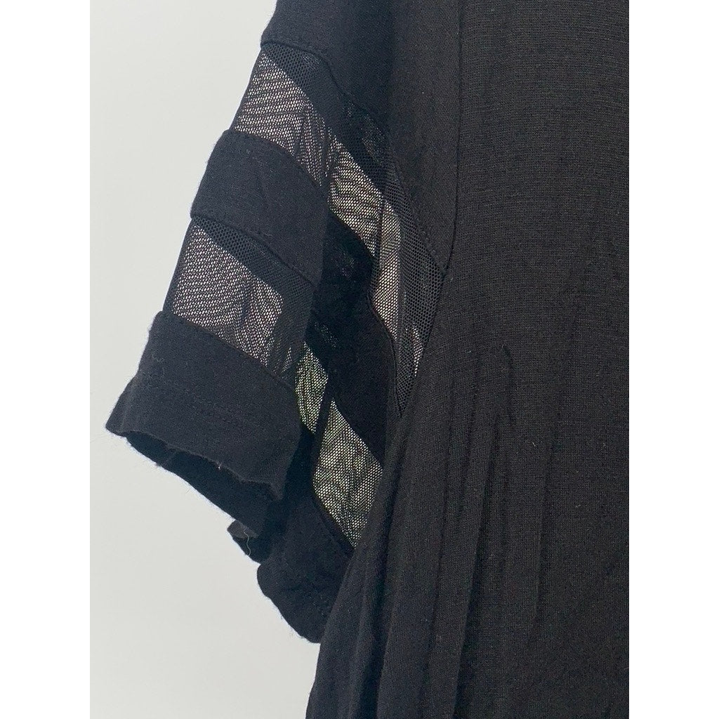 OCCASION CLOTHING Women's Plus Black Mesh Stripe Short Sleeve Top SZ 3X