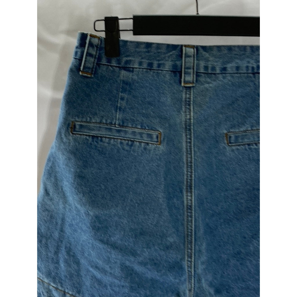 FRNCH Women's Blue Denim Tiffany Round-Hem Large Pocket Shorts SZ XS