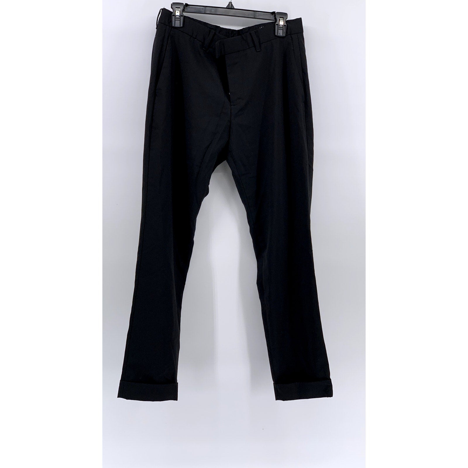 ALLSAINTS Men's Black Wool-Blend Oakes Slim Cropped Cuffed Dress Pant SZ 32