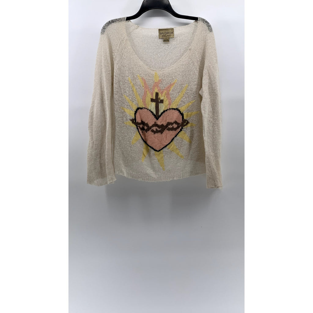 WHITEFOX White Label Women's Beige Knit Scoop-Neck Long Sleeve Sweater SZ S