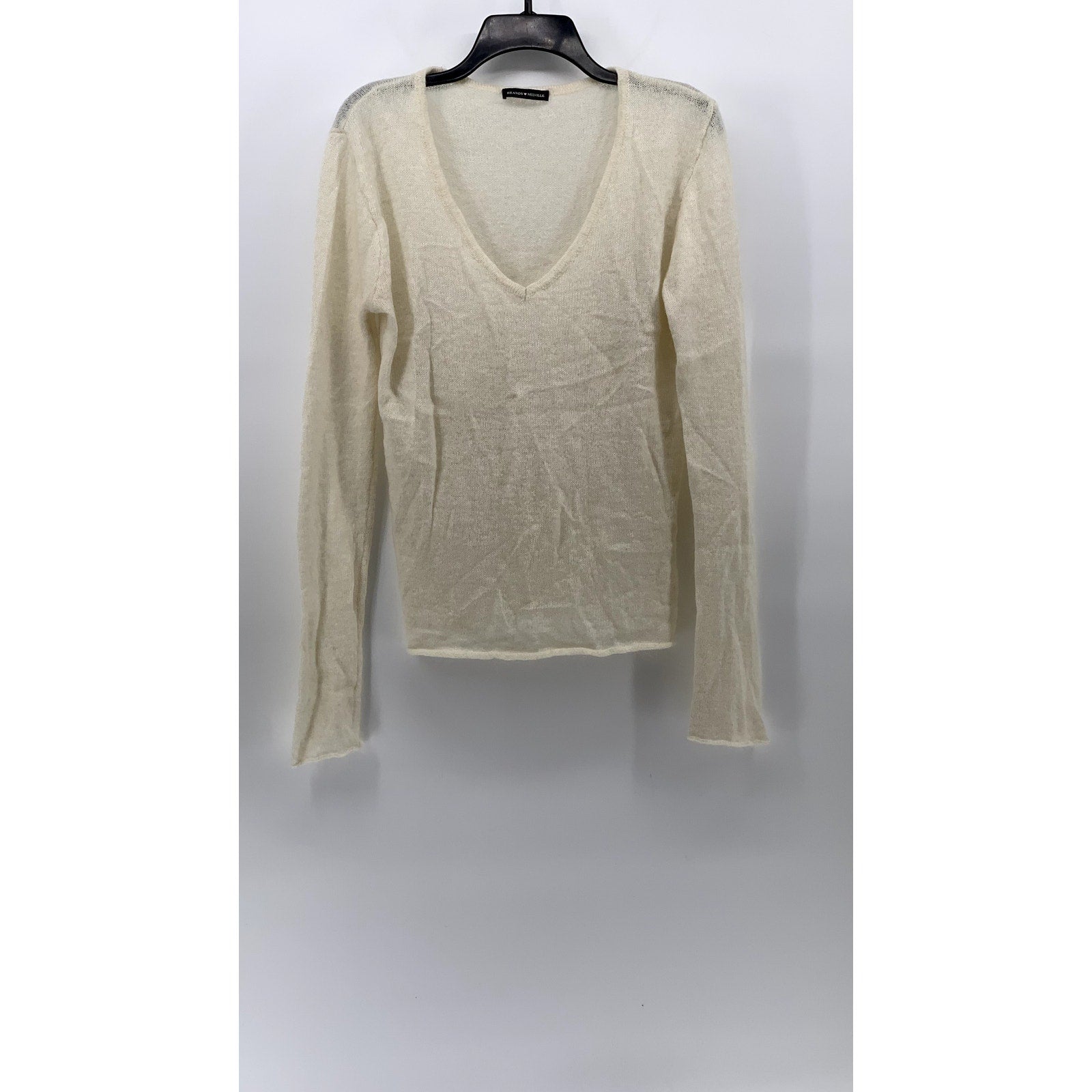 BRANDY MELVILLE Women's Off-White V-Neck Long Sleeve Knit Sweater SZ OS