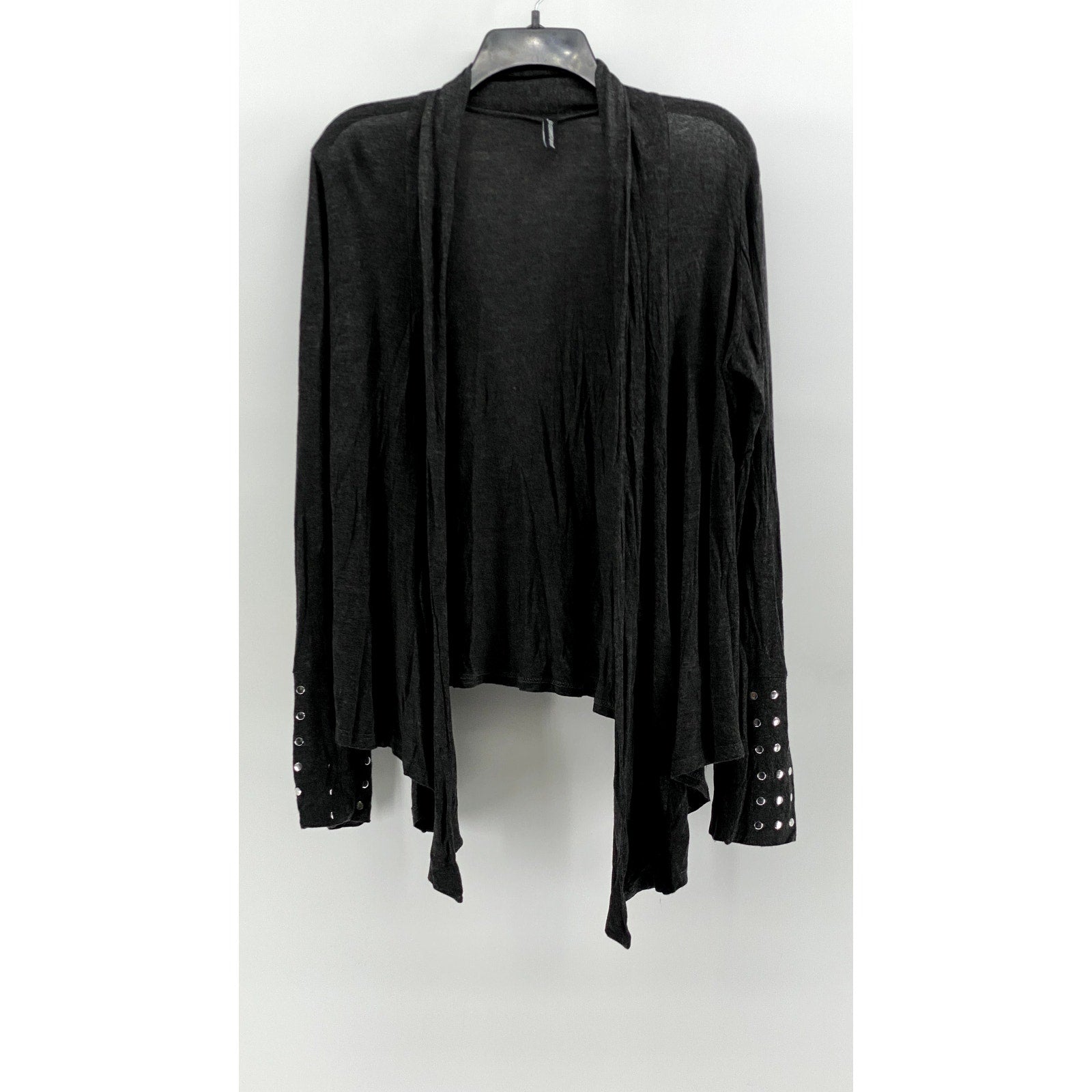 JASON MAXWELL Women's Charcoal Heather Studded Open Front Cardigan SZ L
